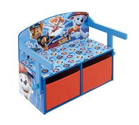 ARDITEX - Banco pupitre Infantil de Madera Convertible en Escritorio con almacenaje Inferior de La Patrulla Canina (Paw Patrol) - 60x47x56cm - Color Azul y Naranja - Ideal para Dormitorio Infantil