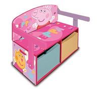 Peppa Pig - Banco de almacenaje y escritorio 3en1 de madera con textiles de 60x70x44cm ㅤ