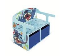 ARDITEX - Banco pupitre Infantil de Madera Convertible en Escritorio con almacenaje Inferior de Stitch de Disney - 60x47x56cm - Color Azul y Turquesa - Ideal para Dormitorio Infantil