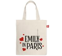 ARDITEX - Bolsa Tote de Algodón 37x41cm - Emily in Paris con Torre Eiffel y Corazones - Ecológica y Reutilizable - Licencia Oficial Netflix