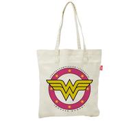 ARDITEX - Bolsa Tote de Algodón 37x41cm - Logo Clásico Wonder Woman en Rosa y Amarillo - Ecológica y Reutilizable - Licencia Oficial DC Comics