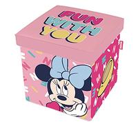 ARDITEX Caja con Tapa Minnie Mouse, Cubo de Tela Guardatodo para Ropa, Libros, Juguetes, Pelotas, y Asiento Infantil para Sentarse 30 x 30 x 30 cm