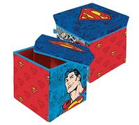 ARDITEX Caja con Tapa Superman, Cubo de Tela Guardatodo para Ropa, Libros, Juguetes, Pelotas, y Asiento Infantil para Sentarse 30 x 30 x 30 cm