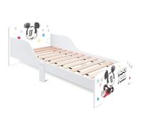 ARDITEX - Cama Infantil de Madera Disney Mickey Mouse - 77x143x60cm - Color Blanco y Negro - Apta para colchones estándar 70x140cm - Fácil Montaje