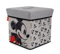 ARDITEX - Cubo Plegable Infantil Mickey con Tapa Acolchada y función de Asiento - Licencia Oficial Disney - 30x30x30 cm - Almacenaje Textil Resistente en Tonos Grises