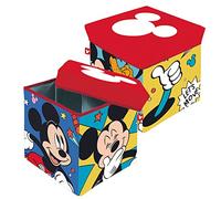 ARDITEX - Cubo plegable infantil Mickey y Pluto con tapa acolchada y función de asiento - Licencia Oficial Disney - 30x30x30 cm - Almacenaje textil resistente y multicolor