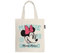 ARDITEX - Bolsa Tote de Algodón 37x41cm - Minnie Mouse con Lazo Rosa y Texto Be Bold - Ecológica y Reutilizable - Licencia Oficial Disney