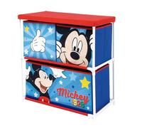 ARDITEX - Estantería Infantil con 3 cubetas Textiles de Disney Mickey Mouse - Estructura de Metal y cubetas de poliéster - 53x30x60 cm - Azul y Rojo
