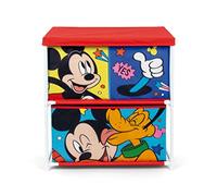 ARDITEX Estantería Infantil Disney Mickey Mouse con 3 Cajas de Tela para Libros, Juguetes, Pelotas, Ropa, Zapatos 53 x 30 x 60 cm