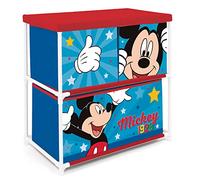 ARDITEX Estantería Infantil Disney Mickey Mouse con 3 Cajas de Tela para Libros, Juguetes, Pelotas, Ropa, Zapatos 53 x 30 x 60 cm