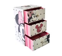 ARDITEX, Joyero Minnie con 3 Cajones, Cajonera de Cartón de Almacenaje Infantil Ideal para Joyas, Fotografías y Manualidades, Costura y Pequeños objetos., 9.5X7X15 Cm