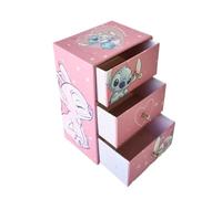 ARDITEX, Joyero Stitch con 3 Cajones, Cajonera de Cartón de Almacenaje Infantil Ideal para Joyas, Fotografías y Manualidades, Costura y Pequeños objetos., 9.5X7X15 Cm