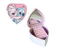 ARDITEX, Joyero Stitch, con Forma de Corazón, Caja para Regalo de Cartón Perfecta como Cajita de Dientes o Joyas, Fotografías y Manualidades, Costura, Pequeños objetos., 12X12X7 Cm