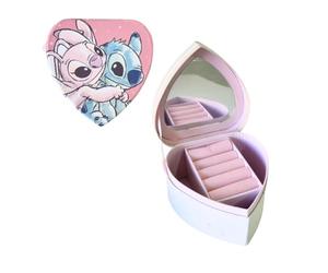 ARDITEX, Joyero Stitch, con Forma de Corazón, Caja para Regalo de Cartón Perfecta como Cajita de Dientes o Joyas, Fotografías y Manualidades, Costura, Pequeños objetos., 12X12X7 Cm