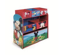 ARDITEX - Organizador de madera con 6 cestos textiles de almacenamiento de Mickey Mouse de Disney - 62x30x60cm - Color rojo - Perfecto para guardar juguetes en un dormitorio infantil