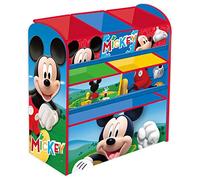 ARDITEX - Organizador de madera con 6 cestos textiles de almacenamiento de Mickey Mouse de Disney - 62x30x60cm - Color rojo - Perfecto para guardar juguetes en un dormitorio infantil