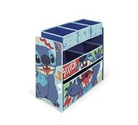 ARDITEX - Organizador de madera con 6 cestos textiles de almacenamiento de Stitch de Disney - 62x30x60cm - Color azul - Perfecto para guardar juguetes en un dormitorio infantil