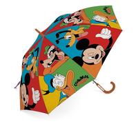 ARDITEX. PARAGUAS INFANTIL DE POLIÉSTER, MODELO MICKEY MOUSE, 8 PANELES, DIÁMETRO 86CM, APERTURA AUTOMÁTICA.