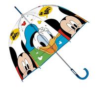ARDITEX Paraguas Infantil Transparente Mickey Mouse, EVA, 67cm Diámetro, Forma Burbuja, Apertura Manual, 8 Paneles