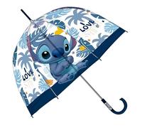 ARDITEX Paraguas Infantil Transparente Stitch, EVA, 67cm Diámetro, Forma Burbuja, Apertura Manual, 8 Paneles