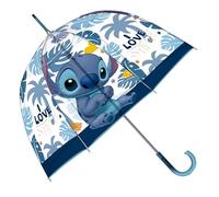 ARDITEX Paraguas Infantil Transparente Stitch, EVA, 67cm Diámetro, Forma Burbuja, Apertura Manual, 8 Paneles