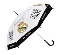 ARDITEX PARAGUAS REAL MADRID CF DE EVA TRANSPARENTE, 8 PANELES, DIÁMETRO 95CM, APERTURA AUTOMÁTICA, REGALO IDEAL