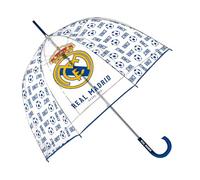 ARDITEX Paragüas Real Madrid para Niños, Eva Transparente, Forma de Burbuja, 8 Paneles, Diámetro 67 cm, Apertura Manual, Regalo Ideal