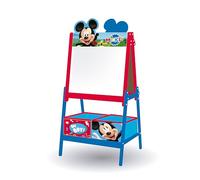 ARDITEX - Pizarra infantil de Disney Mickey Mouse con doble superficie para uso de tiza y rotulador y 2 contenedores textiles para almacenaje - 54x45x117cm - Contenedores de 24x30x15cm - Color rojo