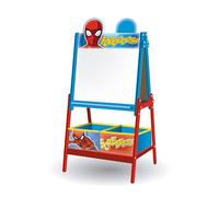 ARDITEX - Pizarra infantil de Marvel Spiderman con doble superficie para uso de tiza y rotulador y 2 contenedores textiles para almacenaje - 54x45x117cm - Contenedores de 24x30x15cm - Rojo y azul