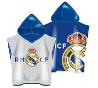 ARDITEX Poncho para la Playa Juvenil del Real Madrid - con Capucha y Microfibra 240gsm - Secado rápido, Suave y Ligero - Ideal para Piscina o Playa - Diseño Blanco y Azul Oficial