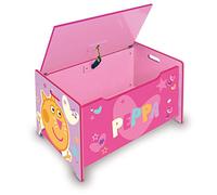 ARDITEX Baúl Juguetes y Banco Infantil para Sentarse de Madera Peppa Pig, Gran Almacenaje, Tapa con Cierre de Seguridad, Fácil de Montar y de Mover 62,5 x 40 x 37 cm, Rosa