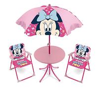 ARDITEX Set de Mesa Infantil, 2 Sillas y Sombrilla Minnie Mouse, Rosa