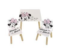 ARDITEX - Set de Mesa y 2 Sillas Infantiles de Madera - 50x50x44 cm y 26,5x26,5x50 cm - Ideal para Jugar, Pintar y Hacer Manualidades - Licencia Oficial Minnie Mouse