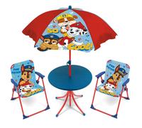 ARDITEX PW16153 Set de Mesa (50x50x48cm), 2 Sillas (38x32x53cm) y Sombrilla (diámetro 110cm) de Nickelodeon-Patrulla Canina