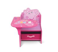 ARDITEX Silla Pupitre Infantil de Peppa Pig con Cesta de Almacenaje, Silla con Mesa Lateral de Madera y Contenedor Textil con Asa para Guardar Cosas, 52 x 60 x 50 cm, Rosa