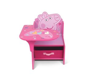 ARDITEX - Silla-Pupitre Infantil de Madera con contenedor Textil de Peppa Pig - 62x30x60cm - Color Rosa - Ideal para Manualidades, estudiar o Jugar.