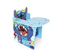 ARDITEX - Silla-Pupitre Infantil de Madera con contenedor Textil de Stitch de Disney - 62x30x60cm - Color Azul - Ideal para Manualidades, estudiar o Jugar.