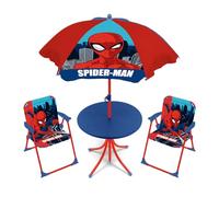 ARDITEX SM15950 Set de Mesa (50x50x48cm), 2 Sillas (38x32x53cm) y Sombrilla (diámetro 110cm) de Marvel-Spiderman