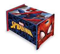 ARDITEX Baúl Juguetes y Banco Infantil para Sentarse de Madera Spiderman, Gran Almacenaje, Tapa con Cierre de Seguridad, Fácil de Montar y de Mover 62,5 x 40 x 37 cm, Azul y Rojo