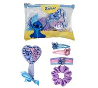 ARDITEX, Stitch, Accesorios de Belleza para Niñas, Set de Adorno para el Pelo Niñas, Ideal como Regalo Stitch Niña, Cumpleaños, 7 Piezas, Cepillo, 2 Clips, 3 Gomas, 1 Coletero, en Estuche
