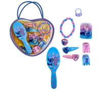ARDITEX, Stitch, Accesorios de Belleza para Niñas, Set de Adorno para el Pelo Niñas, Perfecto Regalo Stitch Niña, Cumpleaños, 11Pz, 1 Cepillo, 2 Clips, 4 Gomas, 1 Pulsera, 1 Anillo, 2 Pinzas y Bolsita