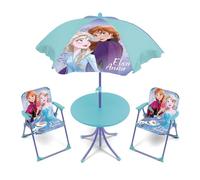 ARDITEX WD16133 Set de Mesa (50x50x48cm), 2 Sillas (38x32x53cm) y Sombrilla (diámetro 110cm) de Disney-Frozen