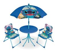 ARDITEX WD17765 Set de Mesa (50x50x48cm), 2 Sillas (38x32x53cm) y Sombrilla (diámetro 110cm) de Disney-Lilo & Stitch