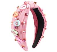 Ardorchid XOXO - Diadema para el día de San Valentín para mujer, diadema ancha con diamantes de imitación de cristal, diadema ancha rosa, accesorios para el cabello para el día de San Valentín,