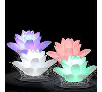 ARDUX Luces de vela flotantes LED en forma de lirio que cambian de color, luz de noche impermeable, alimentada por batería, luz flotante sin llama (paquete de 4)