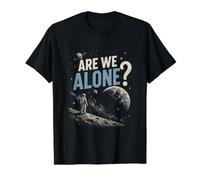 Are We Alone? Funny Alien UFO Space Astronaut Camiseta gráfica económica, Hombre, Negro, L