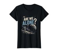 Are We Alone? Funny Alien UFO Space Astronaut Camiseta gráfica económica, Mujer, Negro, XL