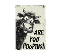 Are You Pooping Cita Divertida Arte De Vaca | Panel de metal divertido y moderno para granja, baño, casa, Navidad, Pascua, adulto 30 x 20 cm
