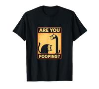 Are You Pooping? Divertido Letrero Retro de Humor para baño con Gato Camiseta