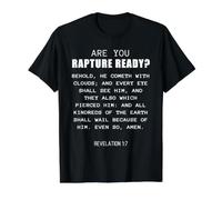 Are You Rapture Ready - Revelation 1:7 Return of Jesus Quote Camiseta gráfica económica, Hombre, Negro, M